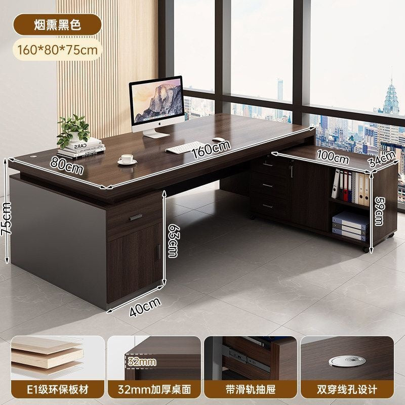 Modern home office desk computer table with chair, thickened desktop study table, office executive writing desk
