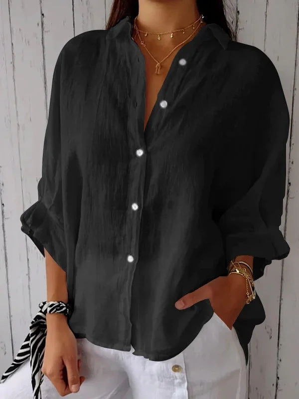 2024 european and american amazon spring collection: european and american cotton linen tie-back design shirt - fashionable long sleeve, light luxury