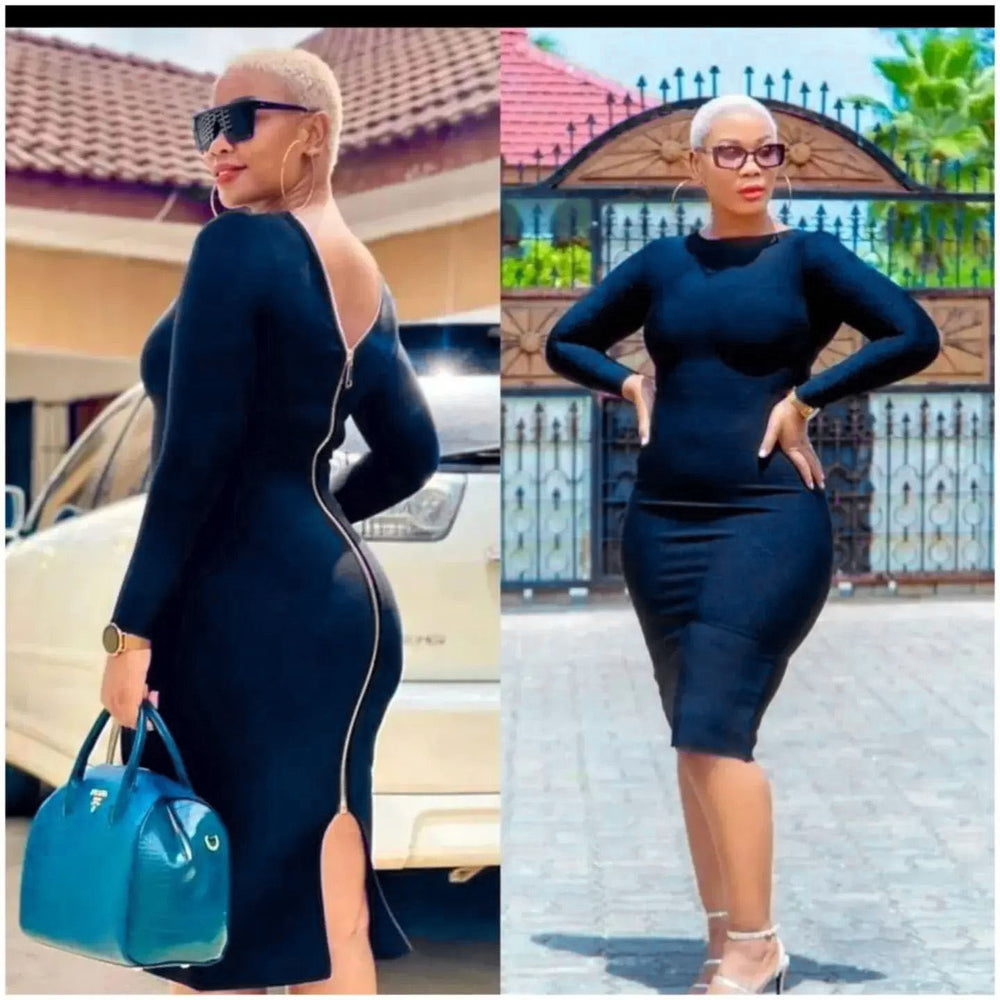 new african cross-border fashion: women's long-sleeve, bodycon, professional-style dress