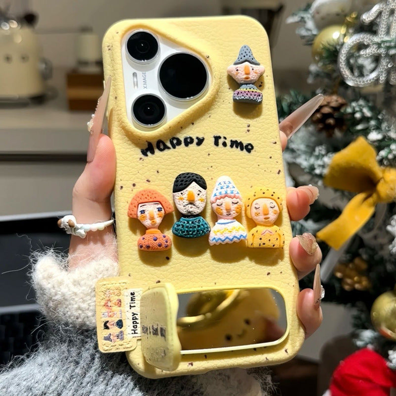 Three-dimensional fun doll leather pattern suitable for apple 17promax mobile phone case iphone15 protective anti-fall sheath 13