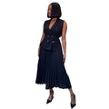Fashion cross-border women's clothing  summer new style elegant suit collar vest tops pleated skirt casualsuit