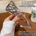 Electroplated lens film tpu soft shell suitable for iphone17promax mobile phone case transparent apple 16/15 anti-fall case