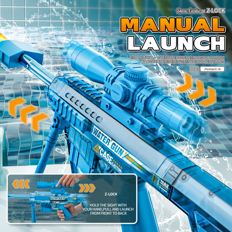 new product barrett electric water gun burst flash continuous fire linked reloading sniper gun large capacity toy water gun