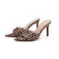 2026 spring/autumn new collection: single strap stiletto heel mules - pointed toe, open toe, chunky wool blend, chanel-inspired elegant high heel slippers