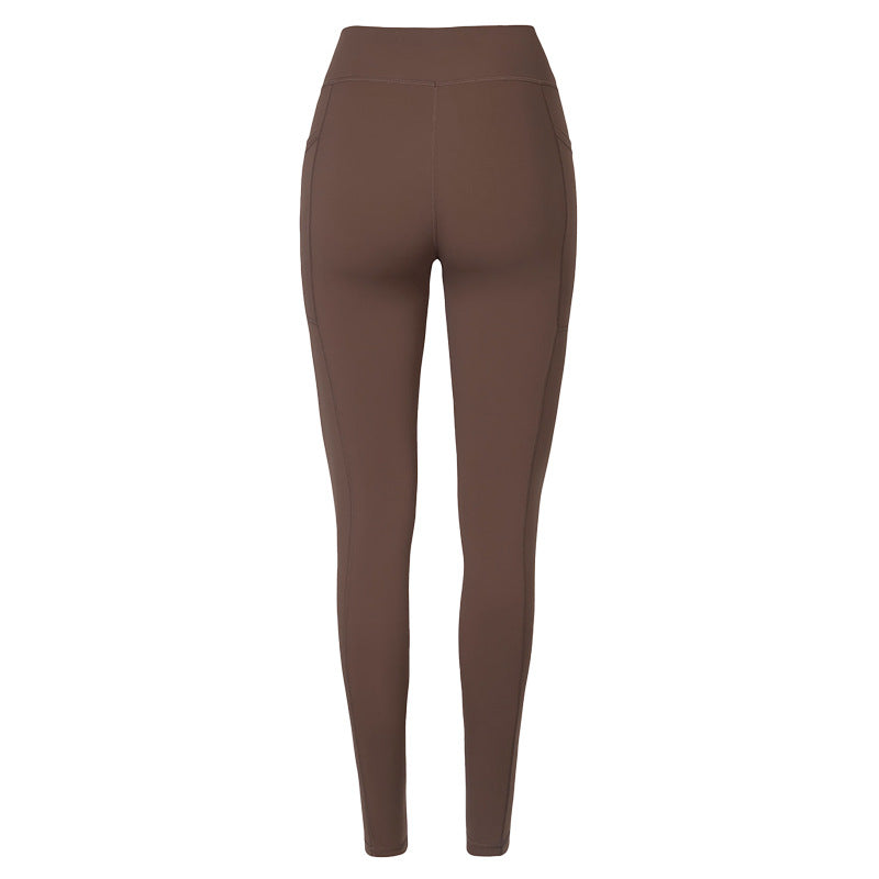 Lulu nude high waist shaping yoga pants double tummy control peach butt pants double flap pocket pants fitness sports pants wholesale