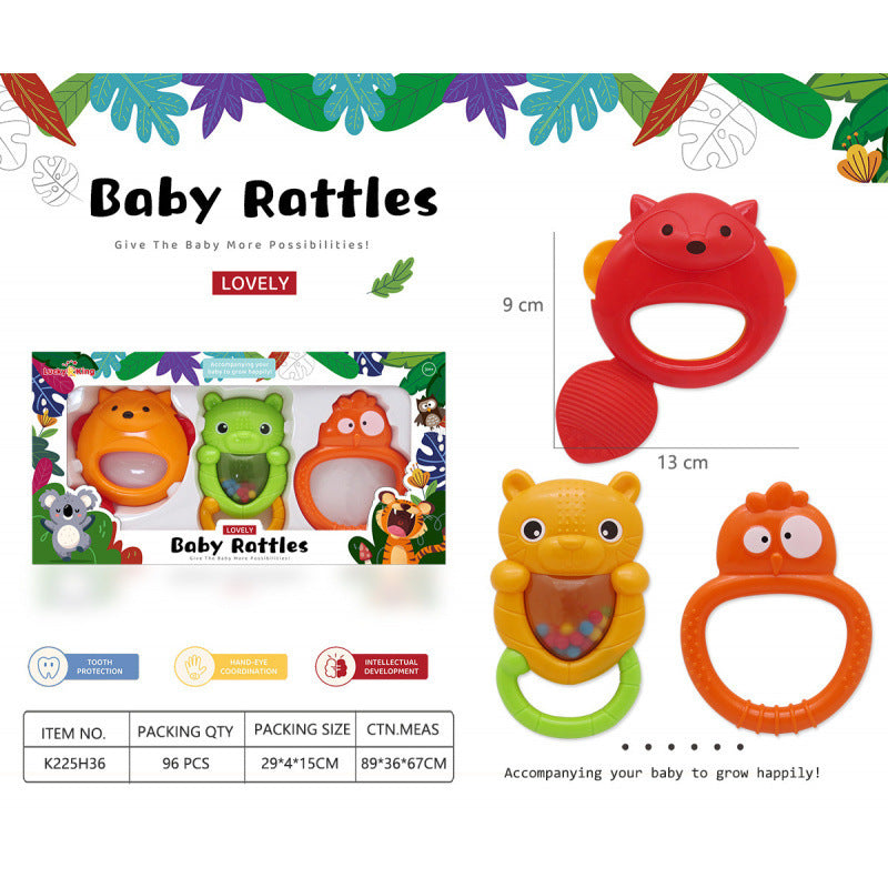 Cross-border export baby toys 0-1 years old gift box rattle set newborn baby soothing hand crank grip puzzle