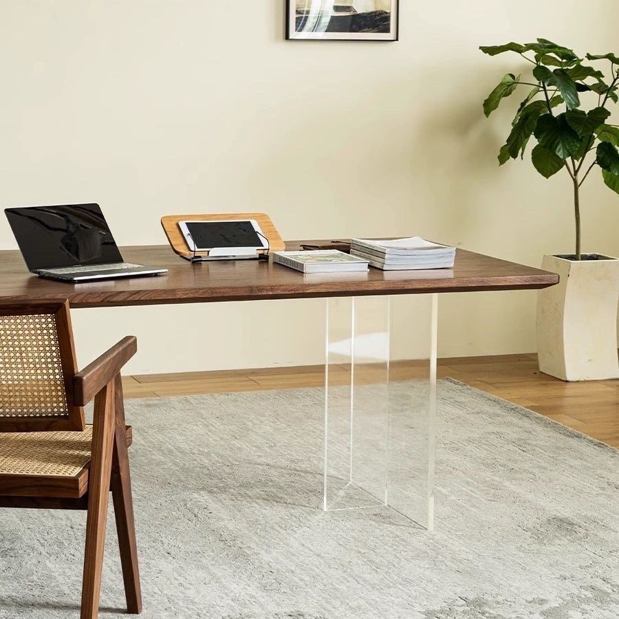Walnut minimalist dining table acrylic desk tea table solid wood home office desk computer desk study large board table