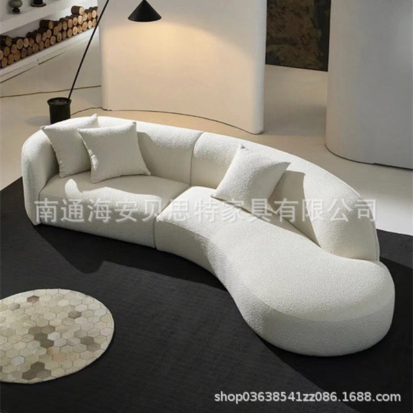 Modern simple living room curved sofa Italian lamb wool fabric sofa designer Internet celebrity bantam special-shaped sofa