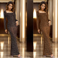 C7080 cross-border   independent station fashion women's hot diamond long sleeve one-shoulder dress