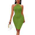 Amazon women's dress - twist knot neck, comfortable slim fit, european and american fashion, elegant bodycon dress - bestseller
