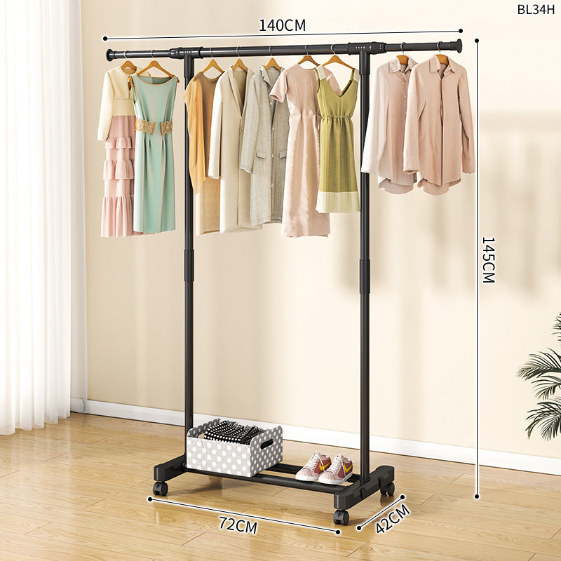 Clothes hanger floor-standing for home balcony indoor simple clothes drying pole movable clothes hanger student dormitory clothes drying rack
