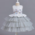 Cake skirt dinner princess skirt mesh flower girl dress girl dress skirt puffy host dress sleeveless short