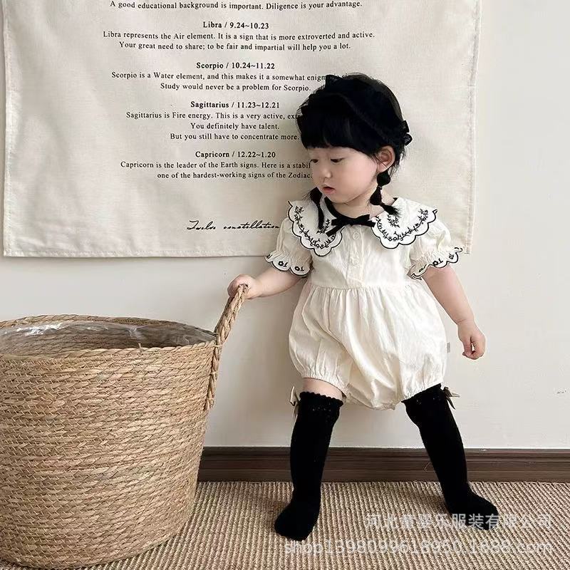 Summer lightweight bodysuit baby clothes super cute romper newborn onesie full month celebration 100-day banquet summer outfit