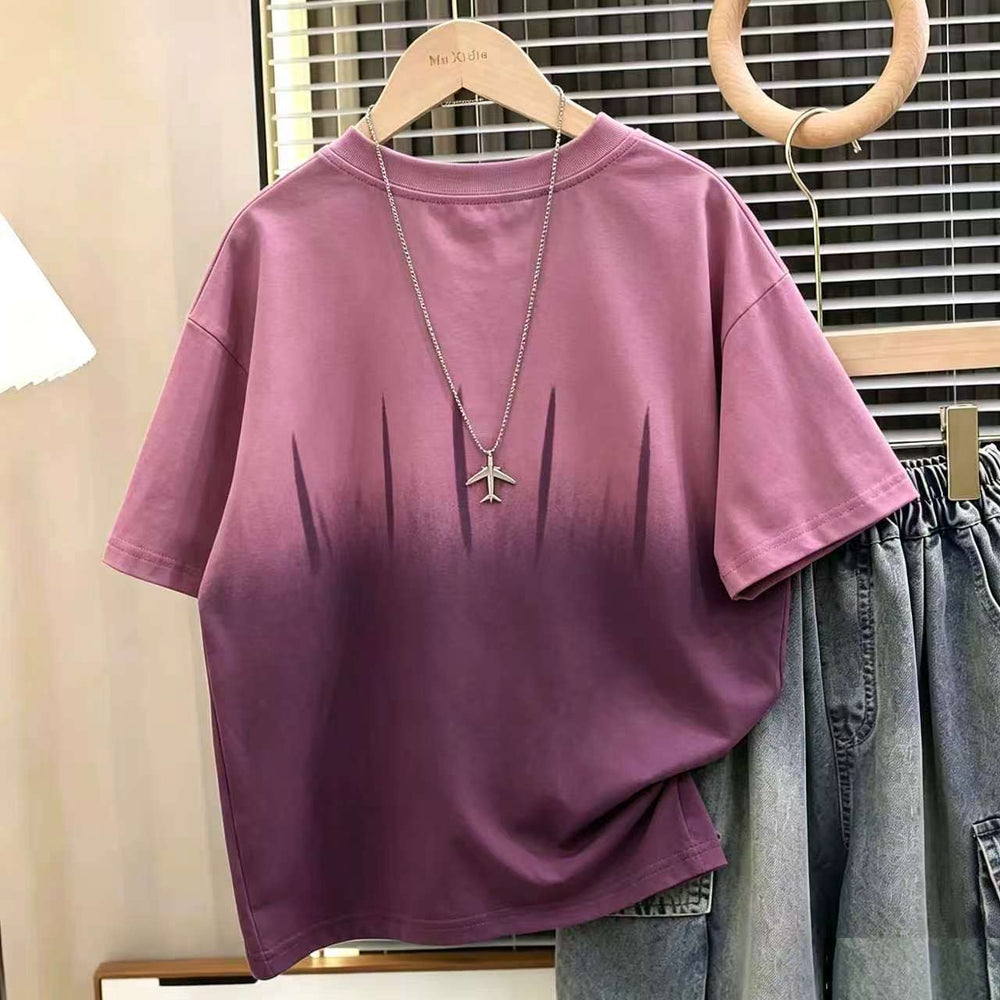 Boys' summer short-sleeve t-shirt,  new collection, mid-to-large children's clothing, summer boy's pure cotton short-sleeve top, trendy brand