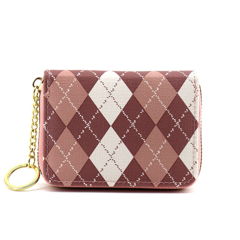 Plaid color matching organ card bag female Korean version contrasting color wallet multi-card ID bag card holder student change bag