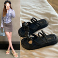 New spring/summer korean style women's sweet heart & rhinestone butterfly slides - versatile one-strap sandals for beach & everyday wear