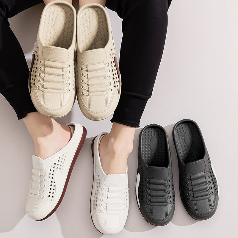 Men's summer new breathable mesh slides - slip-on, backless, casual beach sandals with trendy perforated design