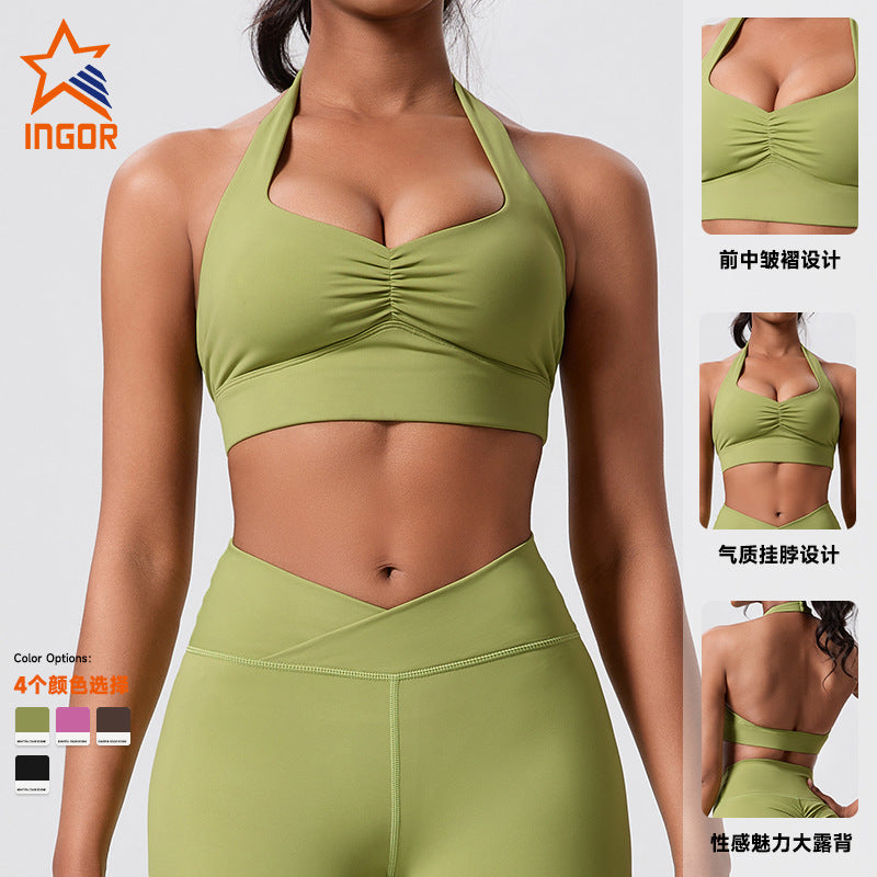 new peach butt workout yoga set - halter top & outdoor fitness outfit