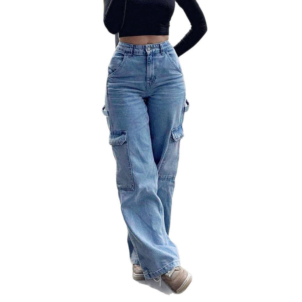 High-waisted, multi-pocket, wide-leg cargo jeans for women. slimming, with a flattering drape. these versatile, floor-sweeping straight-leg pants are the new must-have for summer