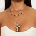 Wholesale diamond-studded cross necklace - european & american style, vintage-inspired, niche design, light luxury, high-end layering accessory, women's choker