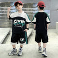 Boys'  summer new design short-sleeve t-shirt set - trendy printed loose-fit athletic casual outfit