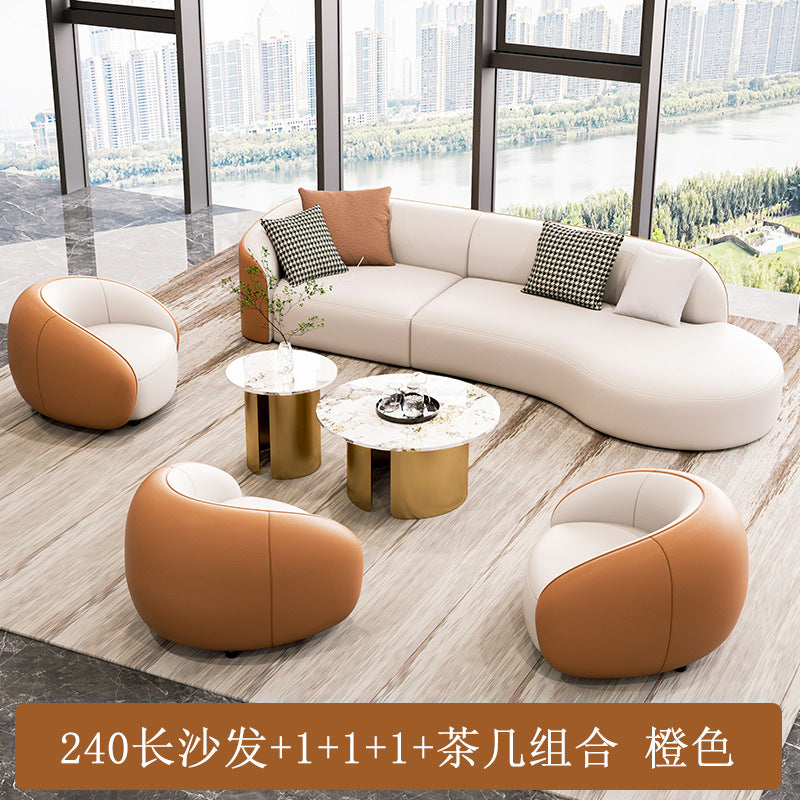Curved sofa hotel lobby hall vip club rest area reception reception arc sales office negotiation sofa