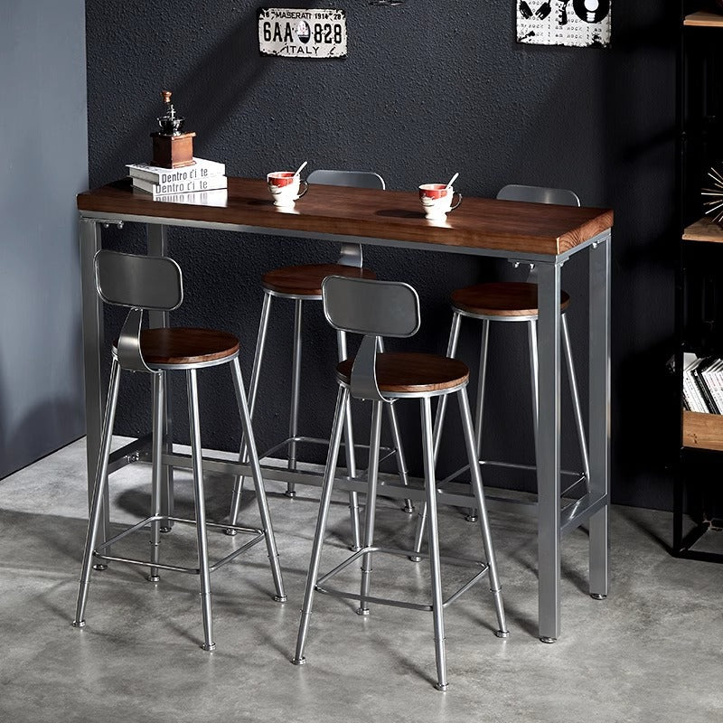 Bar table Solid wood against the wall Balcony Leisure wine Bar cafe Dessert milk tea shop Commercial high table and chair combination