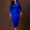 D3356exportplus size women's clothing new arrivalfashionv neckpure color hip pencil skirtsexy silm africandress