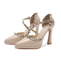 105-8 elegant and comfortable rivet-embellished high heel sandals - 2025 summer new collection - pointed toe stiletto heel with platform