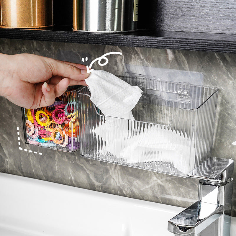 Wall-mounted disposable face towel storage box - multifunctional bathroom organizer for washcloths, countertop storage, and tidy bathroom accessories