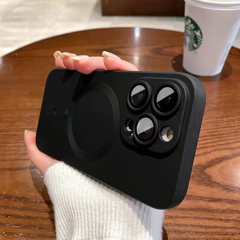 Magsafe magnetic suction suitable for iphone 16 mobile phone case comes with lens film apple 17pro frosted all-inclusive soft case