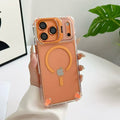 Suitable for apple 17pro metal lens holder magnetic phone case iphone14 four-corner airbag transparent hard case