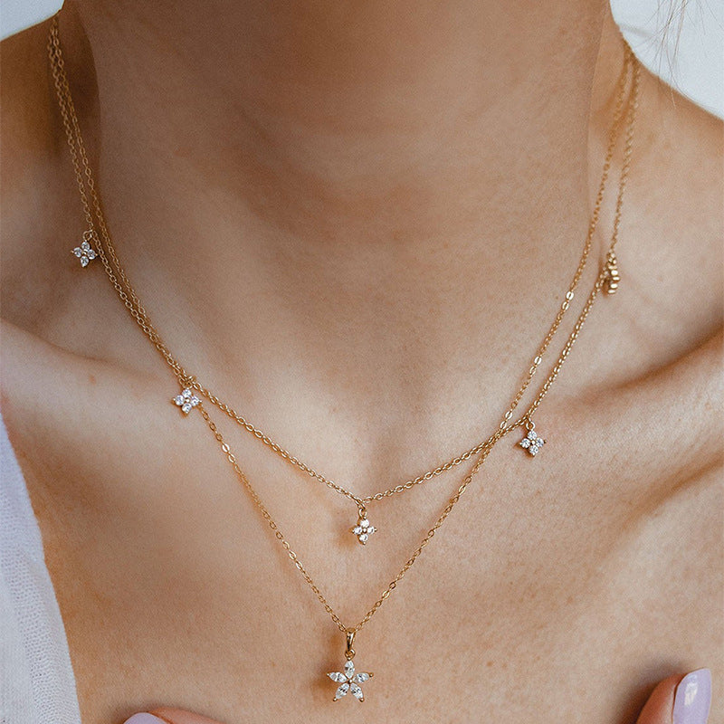 Wholesale alloy necklaces: hot-selling european and american cross-border fashion jewelry - trendy multi-layer heart & teardrop pendants, vintage women's choker necklaces
