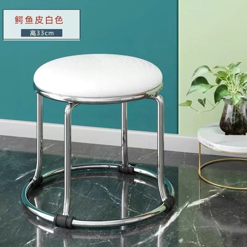 Accessible luxury stoolfor homesoft bag short stool steel bar stool portable practical shoe changing stool coffee table stool carbon steel frame round stool no