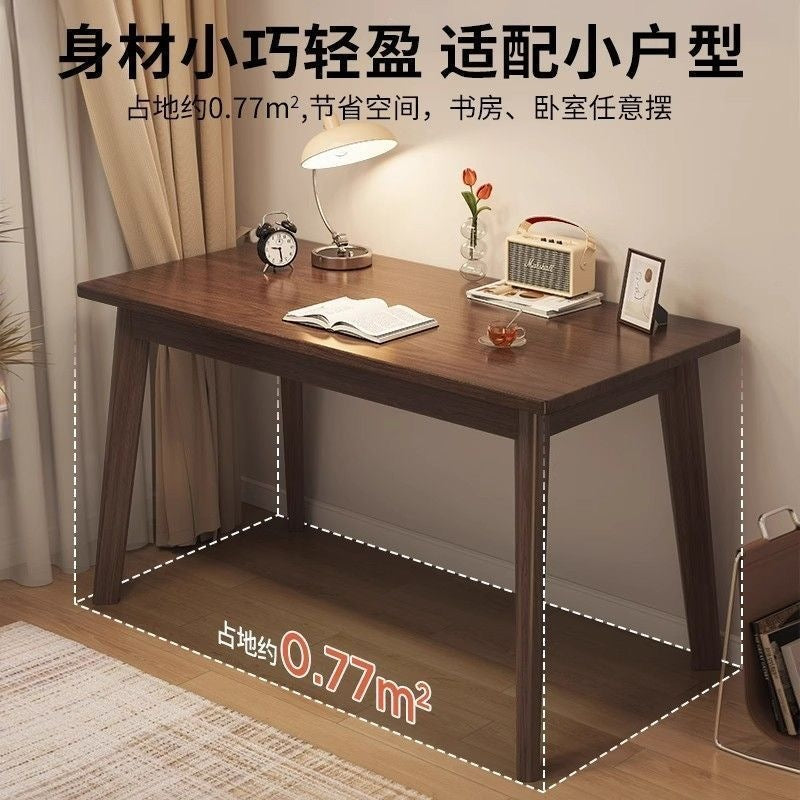 Solid wood computer desk, minimalist wall-mounted double desk for writing and studying, home bedroom narrow desk, office desk