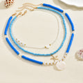 Bohemian seaside necklace wholesale european and american cross-border blue soft clay beaded pendant vacation style starfish clavicle chain