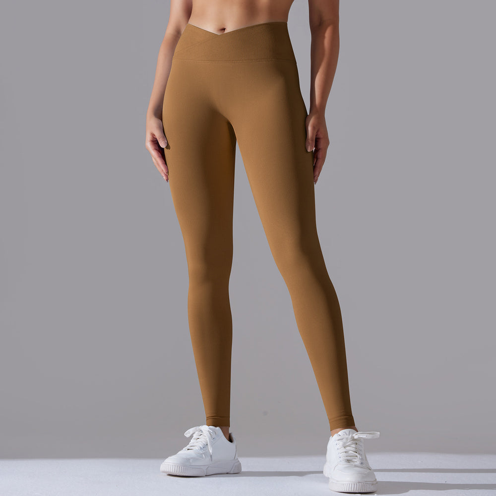 Fashion cross-border seamless tight yoga pants women's cross high waist peach butt lifting sports pants breathable quick-drying fitness pants
