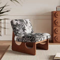 Modern minimalist balcony sofa chair, designer solid wood living room single chair, cat-scratch resistant leather electric high-back light luxury