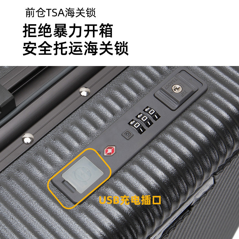 Front open aluminum frame suitcase 24 trolley case universal wheel travel bag 20 inch boarding case high value password box