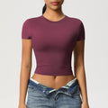 double-sided nylon casual tight-fitting quick-drying pilates tops yoga wear short-sleeved running fitness sports t-shirt