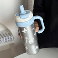 Jumbo ice cup high-looking straw cup large capacity portable car cup girlscute cartoon thermos cup