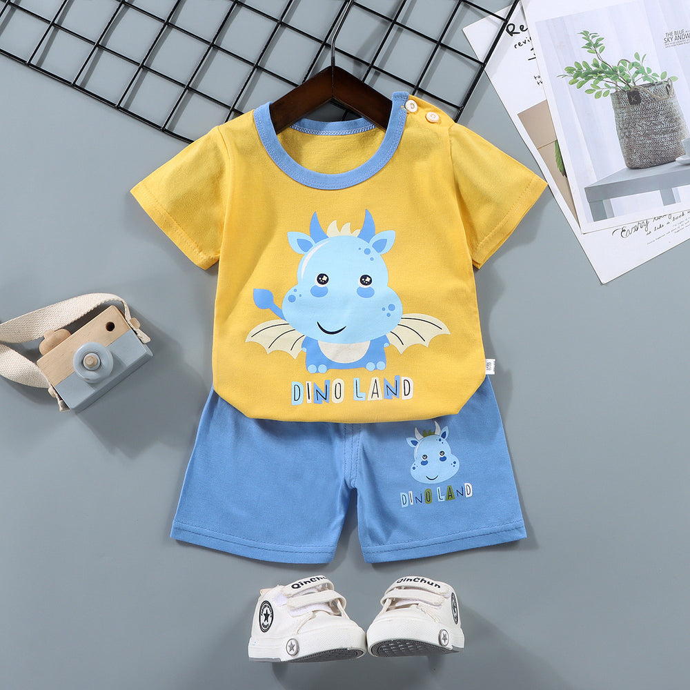 Kids' short-sleeve set: 100% cotton boys' t-shirt & baby summer outfit - girls' shorts, infant clothing, wholesale summer apparel