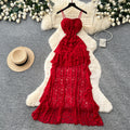 Frenchromantic style asymmetricallace suspender dress female summer pure lust style ruffles waist slimming look a-line skirt