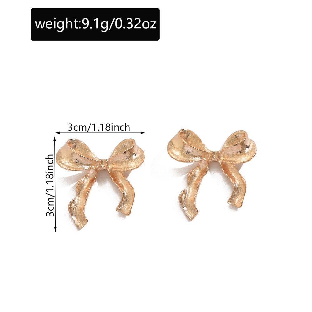 Bow earrings wholesale european and american cross-border metal earrings electroplated versatile women's simple fashion glossy elegant earrings
