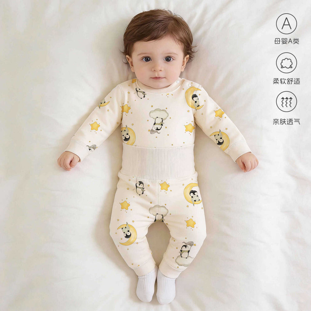 Kidsfall and winter shu velvet cloud-like cotton 300g autumn clothes high waist belly protection boneless type a heattechintimatesspring & fall style suit