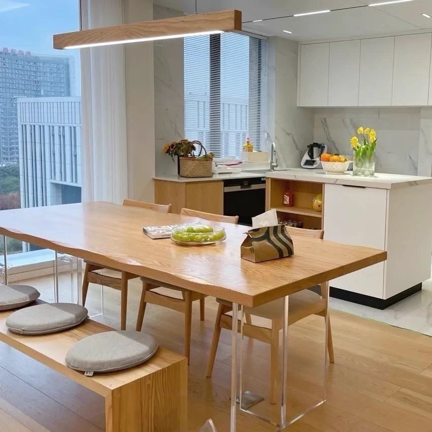 Acrylic solid wood suspended dining table and chair small apartment log style living room desk computer table rectangular dining table