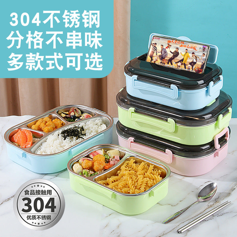 304 stainless steel food-grade lunch box for students, deepening large-capacity office workers, divided plate, large lunch box