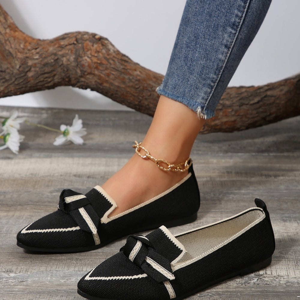 New  spring pointed-toe flat shoes - plus size fashion flyknit slip-on casual women's shoes for cross-border e-commerce