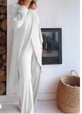fashion new women's long sleevessuitloose pantssuitasymmetricalfashioncasual cross plus size two pieces