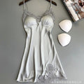 Women's sexy silk satin nightgown v-neck lace lingerie dress sleepwear s-xl